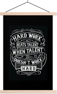 Produktbild von MuchoWow® Textilposter Talent - Jahrgang - Zitat 60x90 cm mit holzfarbenen Rahmen - Textil