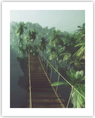 Produktbild von Poster - Poster ohne Rahmen - Dschungel Palme Brücke - 40x50 cm - Wand Bild - Wanddeko - Wandbilder - Kunstposter - Wandposter - Bilder - Kunstdruck - Wanddekoration - Wandbild - P2XPA40x50-3674