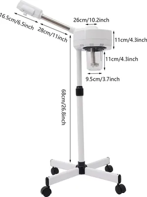 Produktbild von Gesichtsbedampfer - Gesichtssauna - 800 W - Ozon Heißnebel - 360° drehbarer Arm - Höhenverstellbar - EU-Stecker - Elfenbein