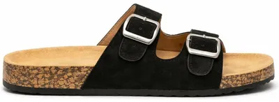 Produktbild von Damen/Herren Slippers mit Schnallen Hausschuhe mit Korksohle in Schwarz Gr.44