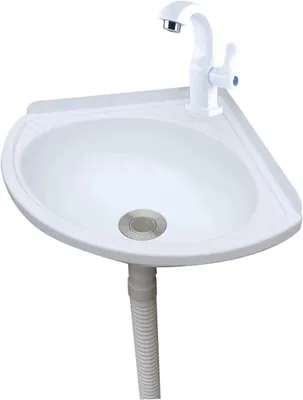 Produktbild von Kunststoff Eckwaschbecken, 27,5 x 35 x 11 cm, Wandmontage, für Keller