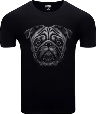 Produktbild von Diarbo Herren T-Shirt mit Tierliebhaber Druck Mopskopf Schwarz Gr.L