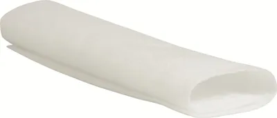 A white, cylindrical filter material is shown against a white background.