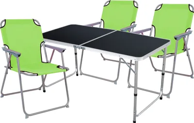Produktbild von 4-teiliges Campingmöbel Set Black Alu 120x60x58/70cm Limegrün
