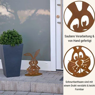 Produktbild von Hase "Schnurri" | Osterdekoration aus Metall | Edelrost Gartendeko
