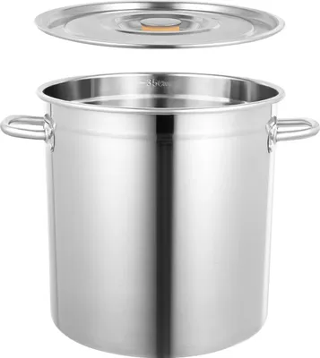 Immagine prodotto di Pentola - Pentola da ristorazione - 32 l - Coperchio e manici in acciaio inox - Per cuocere e stufare - Grande capacità