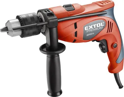 Obrázok produktu pre Príklepová vŕtačka Extol Premium 550 W, hĺbkový doraz, prídavná rukoväť, kapacita vŕtania do dreva 25 mm, betónu 13 mm, kovu 13 mm, 1 kus, červená, 8890014
