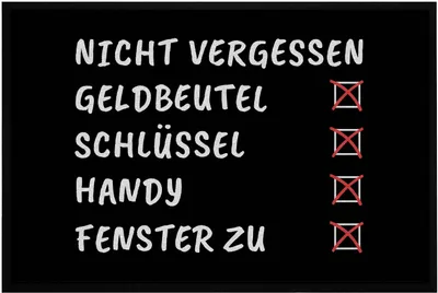 Deurmat mit Spruch, rutschfest, waschbar, 60x40 cm