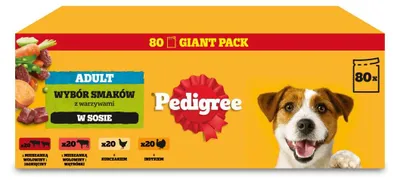 Produktbild von Pedigree Adult Nassfutter für Hunde, 80 x 100 g, verschiedene Geschmacksrichtungen in Sauce