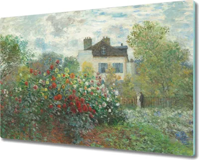 Produktbild von Coloray Herdabdeckplatte 80x52 cm Schneidebrett Kochplattenabdeckung Küchenbrett Hackbrett - Natur Garten Monet