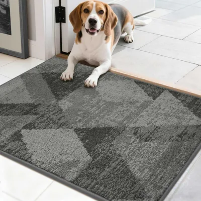 Obrázek produktu pro Podlahová rohož do interiéru, 50 x 80 cm, vzor karo, šedá barva