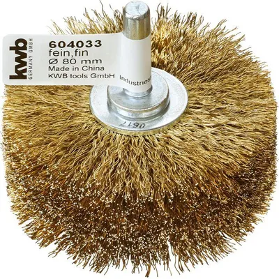 Image de kwb Brosse à structure bois, fil d'acier HSS ondulé, laitonné pour utilisation avec perceuses et visseuses sans fil 604033 1 pce