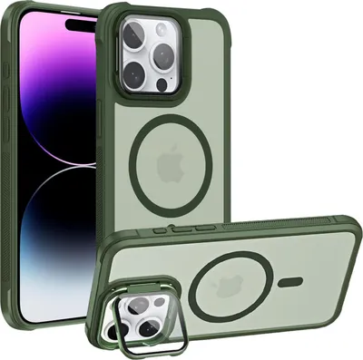 Obrázok produktu pre Ochranné puzdro pre puzdro iPhone 14 Pro, kompatibilné so skladacím skleneným stojanom na ochranu fotoaparátu MagSafe