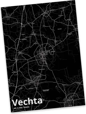 Produktbild von Mr. & Mrs. Panda Postkarte Vechta - Geschenk, Stadt, Ansichtskarte, Dorf Karte Landkarte Map Stadtplan, Postkarten, Ansichtskarten, Grußkarte, Fotokarte
