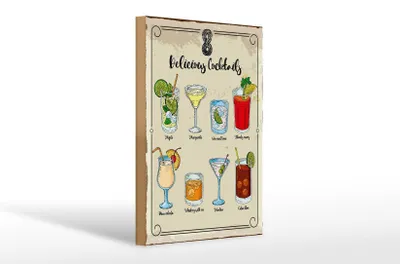 Produktbild von Holzschild Spruch Cocktails Mojito Martini Margarita 20x30cm