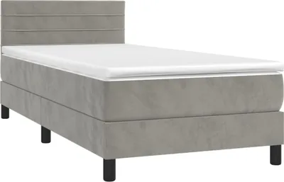 Produktbild von vidaXL Boxspringbett mit Matratze Hellgrau 90x200 cm Samt