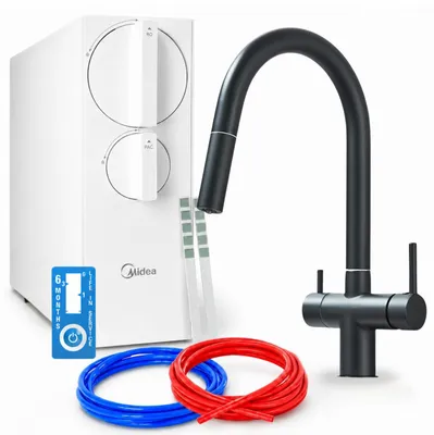 Immagine prodotto di Kit di filtri per acqua a osmosi inversa Ari, 800 GPD, senza serbatoio, con rubinetto a due maniglie, valvola in Vetroceramica, aeratore, girevole a 360 gradi, in ottone, finitura nera opaca