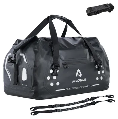 Produktbild von Wasserdichte Tasche Motorradtasche Gepäcktasche - 75 Liter - Faltbar - Schwarz - Für Reisen und Motorrad