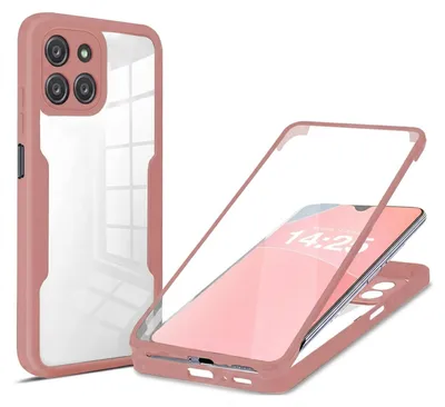 Produktbild von 360 Grad Rundum Schutz Handyhülle für Samsung Galaxy A22 5G Full Cover Vollschutz Case Farbe: Rose