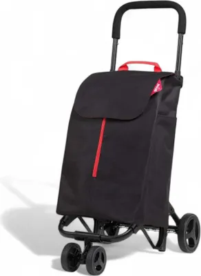 Produktbild von Einkaufswagen mit Polyestertasche schwarz 50 Liter 4 Räder Doppelnutzung Stahlstruktur leichtes Gewicht Reißverschluss vorne