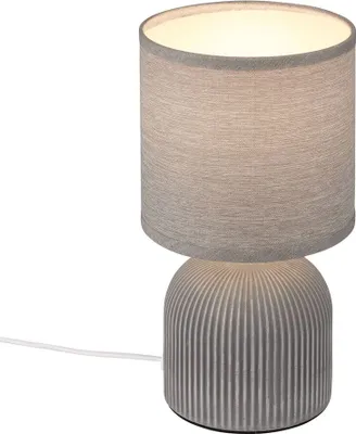 Produktbild von Briloner Ino Tischlampe, Stoffschirm, Kabelschalter, Keramikfuß, Grau, Ø15 x 28 cmBriloner Ino Tischlampe, Stoffschirm, Kabelschalter, Keramikfuß, Grau, Ø15 x 28 cm