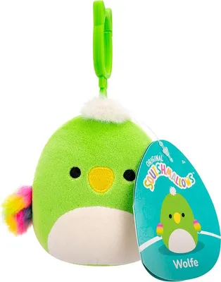 Produktbild von Squishmallows P22 Wolfe Grüner Papagei Plüschtier Mit Clip One Size