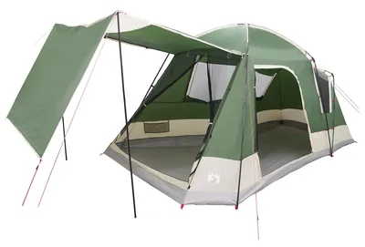 Image de Tente cabane vidaXL avec toit, verte, 8 personnes, en polyester et acier