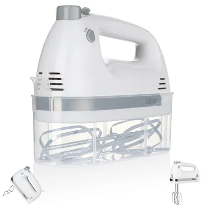 Produktbild von Zilan Handmixer 500W – Elektrischer Handrührer mit 5 Geschwindigkeiten + Turbo, Leise Küchenmaschine mit Schneebesen & Knethaken, Leistungsstarker Mixer für Teig, Sahne und Backen