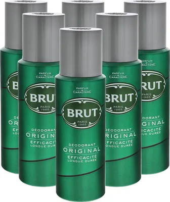 Produktbild von 6 x Brut Original Herren Deodorant je 200ml maskuliner Duft Deo for man pflegend