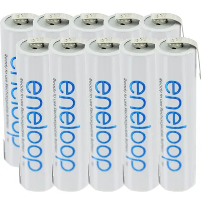 Productafbeelding van 10-delige verpakking Sanyo Eneloop Micro-accu's / AAA met soldeertips in Z-vorm