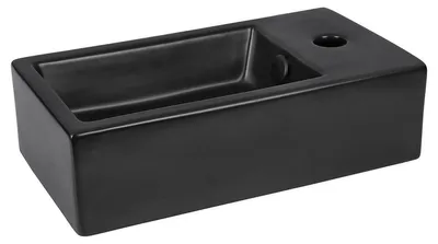 Produktbild von Differnz Hura L Handwaschbecken - Gäste-WC-Handwaschbecken - Keramik - Mattschwarz - Rechteckig - 40 x 22 x 11,5 cm - Wandmontage - Kombinierbar mit Ablage und Armatur