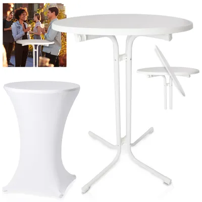 Produktbild von ONBEST Stehtisch | klappbar | mit Husse | Ø 80 cm | 60 kg | Tragkraft | 110 cm Höhe | Kratzfest | Wetterfest