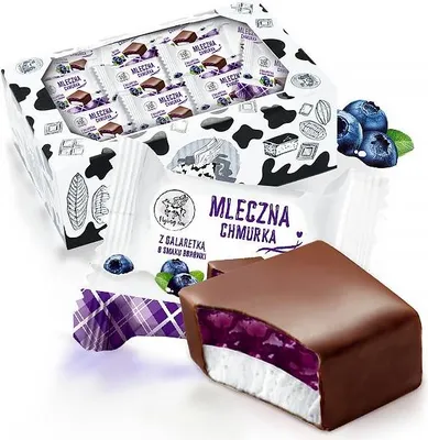 Zdjęcie produktu dla Flying Cow Mleczna Chmurka Z Galaretką O Smaku Borówkowym 1 Kg