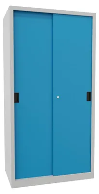 Zdjęcie produktu dla Szafka z drzwiami przesuwnymi PAVOY, szer. 1000 x gł. 600 x wys. 1950 mm, 4 półki, ocynkowana, kolor RAL 7035/5012
