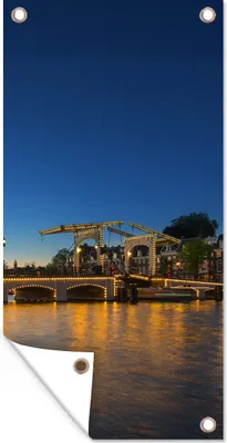 Produktbild von MuchoWow® 40x80 cm Outdoor-Poster Gartendeko Sichtschutz Garten Poster für den Garten  Amsterdam - Brücke - Wasser