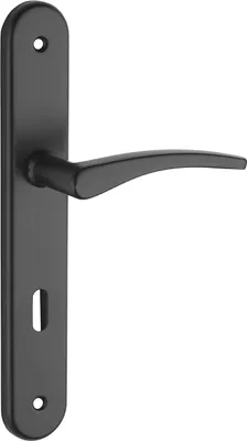 Image de Ensemble de poignées pour porte de chambre Vesta trou de clé, carré 7mm, entr'axes 195mm, noir - THIRARD