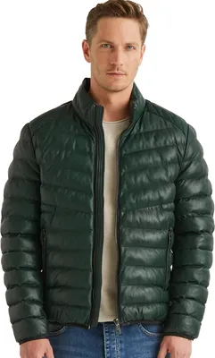 Produktbild von Milestone - Herren Lederjacke Steppjacke Lammnappa dunkelgrün : 50
