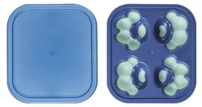 Produktbild von Eiswürfelform, niedlicher Eiswürfelbereiter in Katzenpfotenform mit Deckel, Silikon, perfektes DIY-Werkzeug für sommerliche Limonade, Fruchtpudding, blaugrün