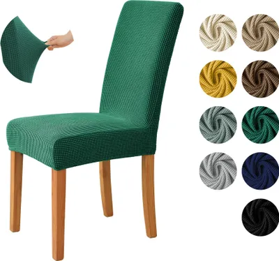 Produktbild von MEBLE ODNOWA, Stuhlhusse, Stuhlbezug, Standardgröße, Jacquard, Dunkelgrün, Karostruktur, elastisch, Stuhlbezüge, Stuhlhussen, maschinenwaschbar