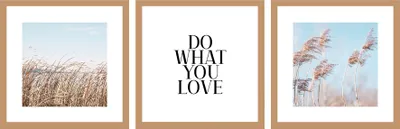 Produktbild von 3er Set Wandbild 30x30cm Do What You Love Glas Meer Gräser Kunstdruck Wanddeko