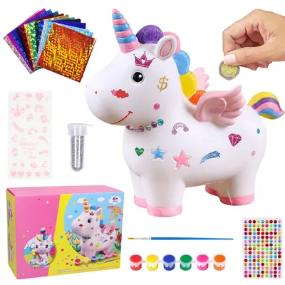 DIY Einhorn-Sparbüchse, 20x19x8,5 cm, zum Bemalen und Verzieren