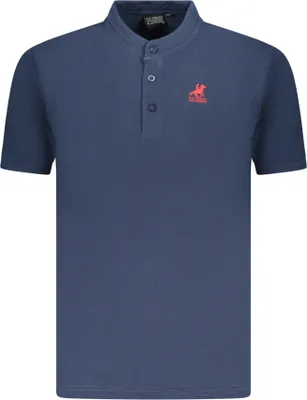 Produktbild von Herren Kurzarm-Poloshirt Blau mit Stehkragen und Stickerei
