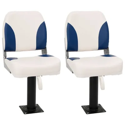 Image de Siège de bateau pliable lot de 2 bleu et blanc