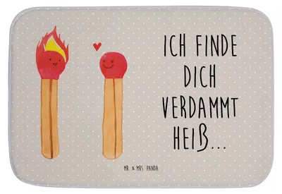 Produktbild von Mr. & Mrs. Panda Badematte Streichhölzer - Grau Pastell - Geschenk, Liebesgeschenk, Freundin, fußmatte bad, Badvorleger, duschmatte, Badezimmerteppich, Liebesbeweis