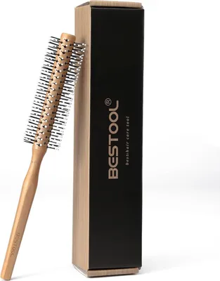 Image de BESTOOL Petite brosse ronde pour cheveux courts et moyens, brosse ronde homme barbe