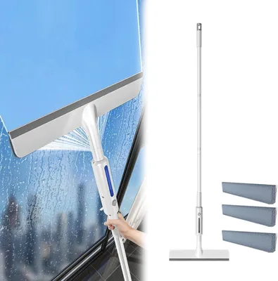 Produktbild von Fensterreiniger Fensterreinigungsgerät mit Teleskopstiel und Teleskopstangee 30cm Wischbrett Geeignet für Fensterreinigung 145cm Fensterabzieher
