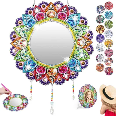 Produktbild von Diamantmalerei Spiegel Set DIY 5D Schminkspiegel Bastelset Kinder Geschenk Mädchen ab 6 Jahre
