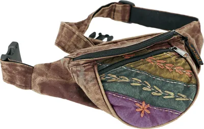 Produktbild von Bestickte Ethno Sidebag, Nepal Gürteltasche - Braun, Uni - Erwachsene, Baumwolle, 15*20*8 cm, Festival- Bauchtasche Hippie