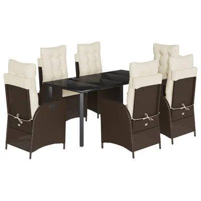 Immagine prodotto di vidaXL set da pranzo da giardino 7 pezzi con cuscini in polirattan marrone