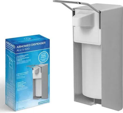 Image de Distributeur en aluminium à fixation murale, 500 ml - Réservoir à savon hygiénique avec poignée courte
